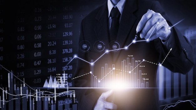 Stock market or forex trading graph and candlestick chart suitable for financial investment concept