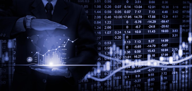 Stock market or forex trading graph and candlestick chart suitable for financial investment concept.