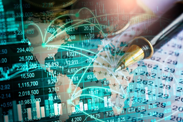 Stock market or forex trading graph and candlestick chart suitable for financial investment concept