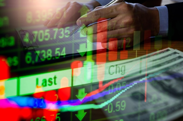 Stock market or forex trading graph and candlestick chart suitable for financial investment concept