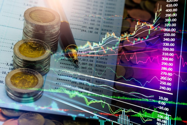 Stock market or forex trading graph and candlestick chart suitable for financial investment concept