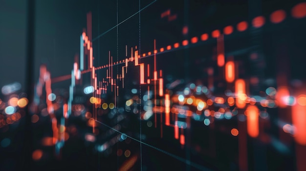 Stock market investment graph for profit Candles chart with rising arrow for business and financial gain on wall street