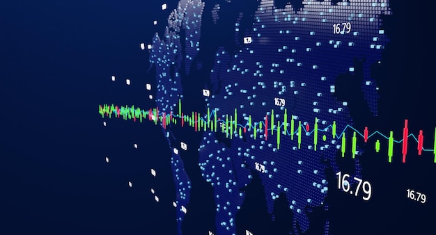 Stock market Trading Graph Concept Financial Statistics on screen, share pricing, online trading.