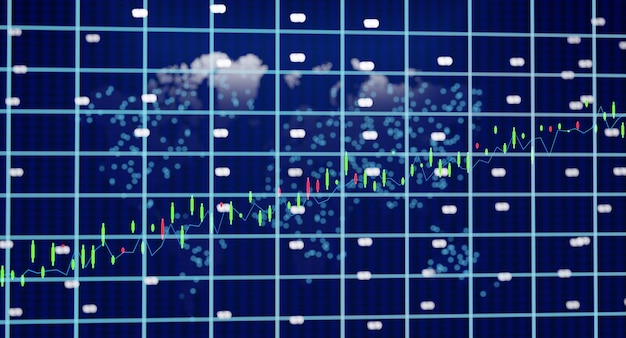 Stock market Trading Graph Concept Financial Statistics on screen, share pricing, online trading.