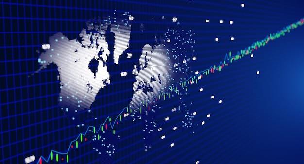 Stock market Trading Graph Concept Financial Statistics on screen, share pricing, online trading.