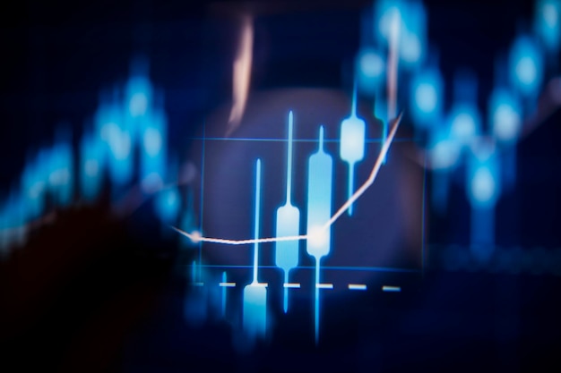 Stock market trading investment candlestick graph finance and economy concept