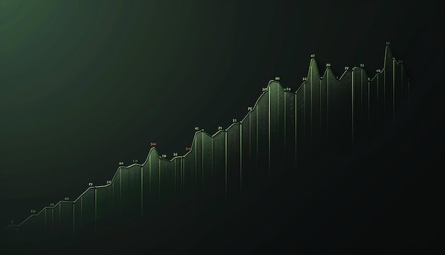 Stock Market Upward green line of the line that is lit up