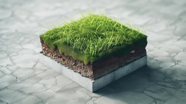 Stock photo available for design featuring an isometric cross section of the ground with grass