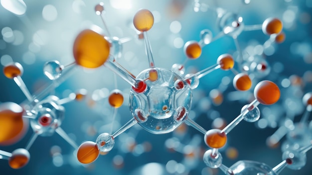 A stock photo for design depicting a 3D illustration of a molecule model