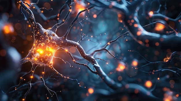 Stock photo for design featuring a digital illustration of neurons