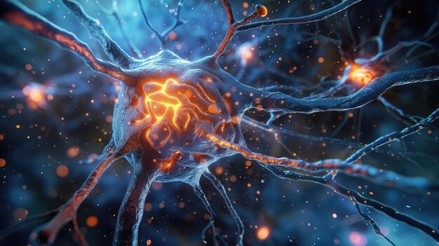 Stock photo for design featuring a digital illustration of neurons