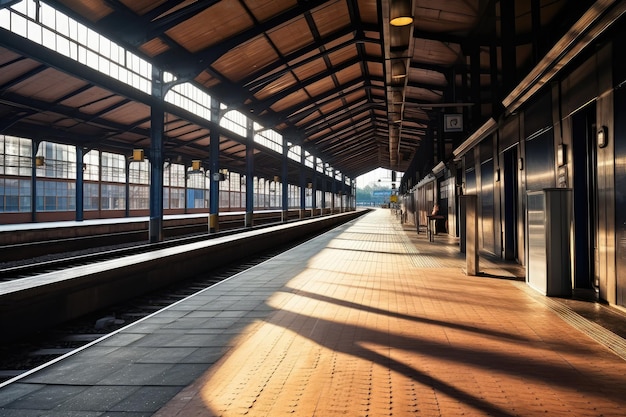 stock photo of empty Train station photography Generated AI