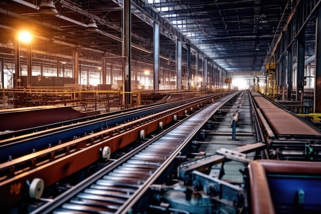 stock photo of inside factory conveyor belt production Generative AI