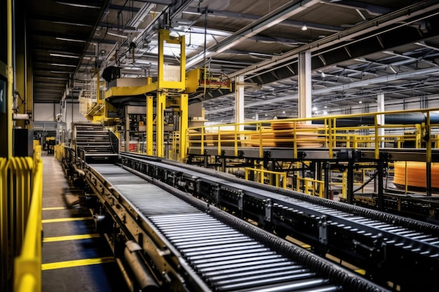 stock photo of inside factory conveyor belt production Generative AI