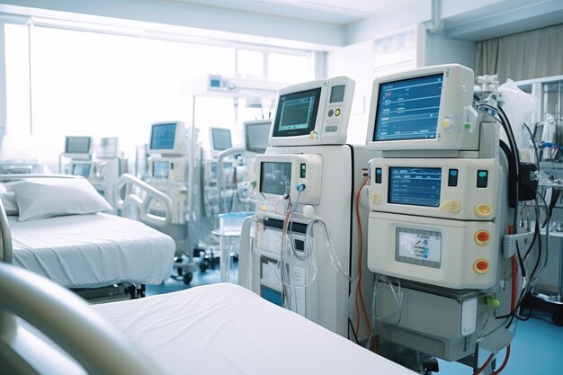 stock photo of inside intensive cardiovascular care unit in hospital Generative AI