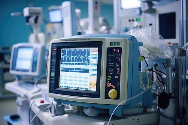 stock photo of inside intensive cardiovascular care unit in hospital Generative AI