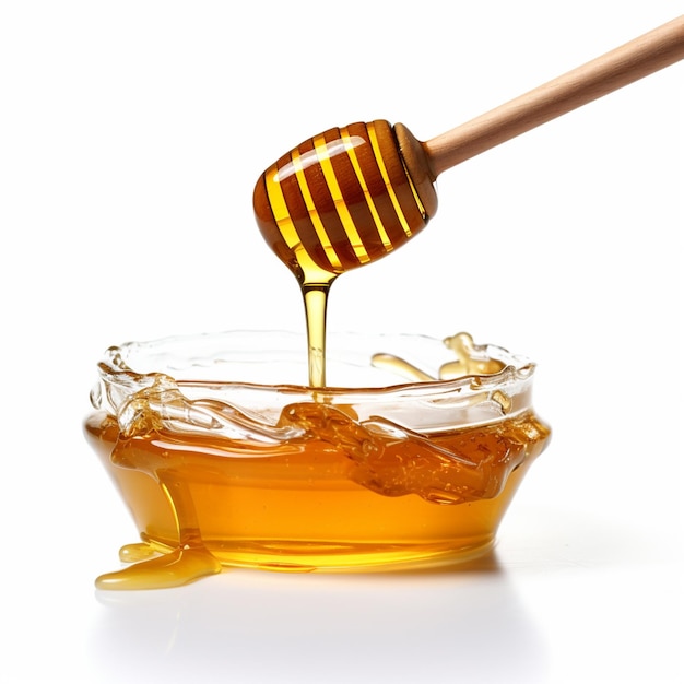 A stock photo jar of honey white background