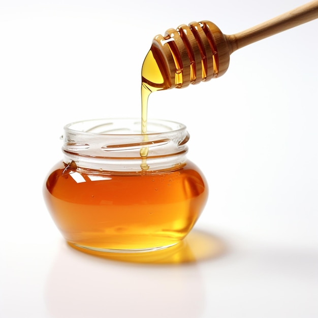 Photo a stock photo jar of honey white background