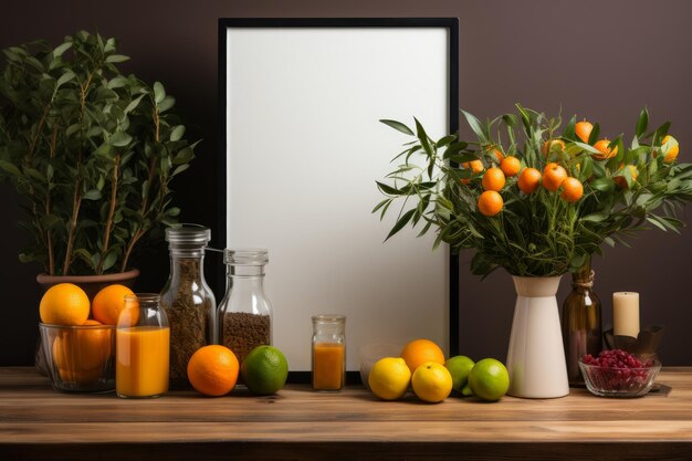 Stock Photo of a Kitchen with blank frame for a mockup