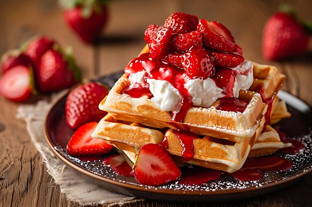 Stock Photo of Strawberry Waffles