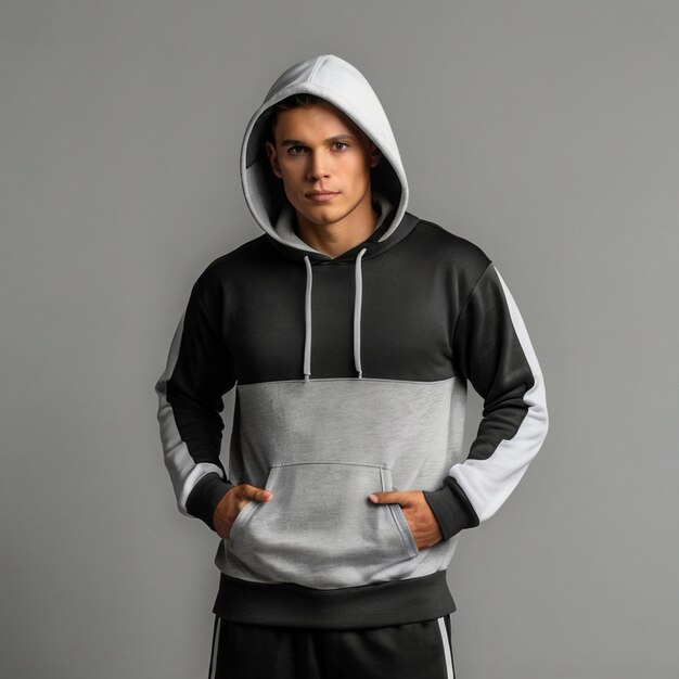 StockPhotography Sportswear black green white hoodie mockup