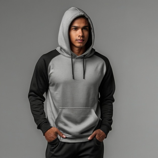 Photo stockphotography sportswear black green white hoodie mockup