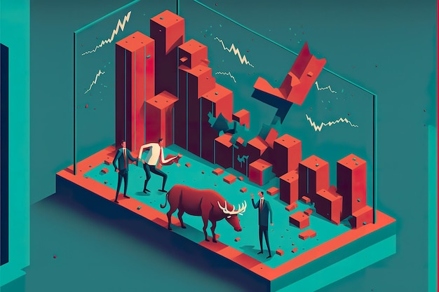 Stocks at the bottom flat illustration