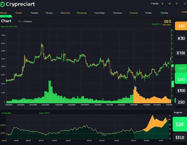 Stocks buying and selling of commodities or cryptocurrency value chart with space for your copy