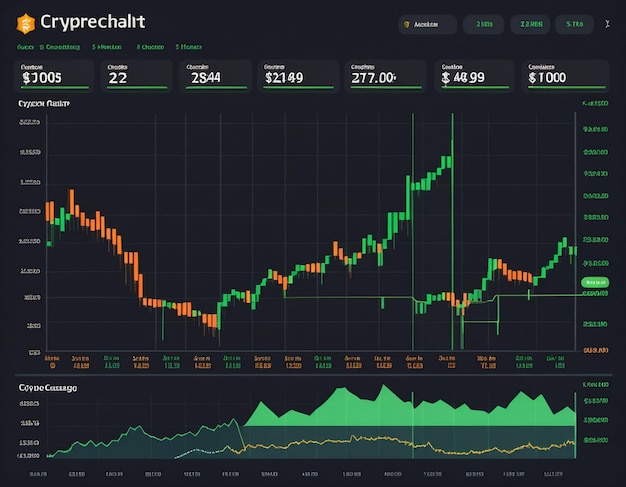 Stocks buying and selling of commodities or cryptocurrency value chart with space for your copy