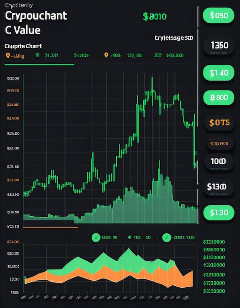 Photo stocks buying and selling of commodities or cryptocurrency value chart with space for your copy