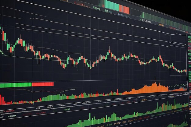 Stocks buying and selling of commodities or cryptocurrency value chart with space for your copy