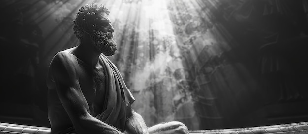 Photo a stoic scene inspired by ancient greece and ancient rome