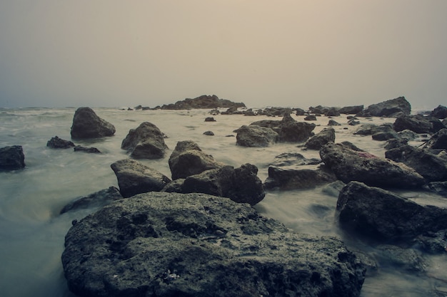 Stone On The Beach. Rocky island