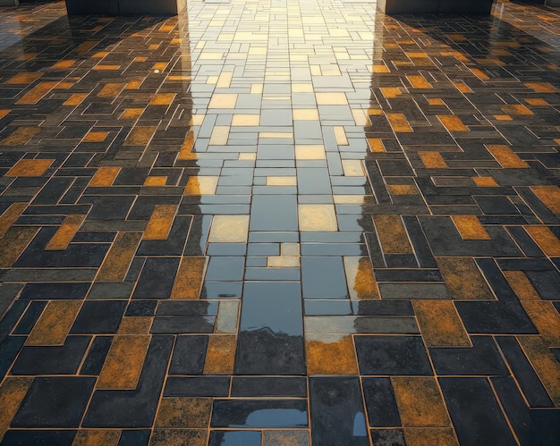 Photo stone black and gold shiny luxury floors