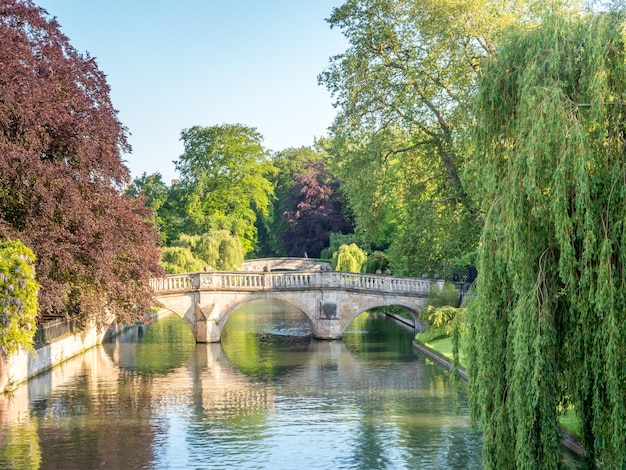 Stone bridge cross Cam river in Cambridge