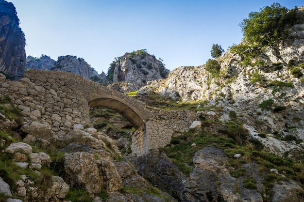 Stone bridge in Picos de Europa Asturias Spain