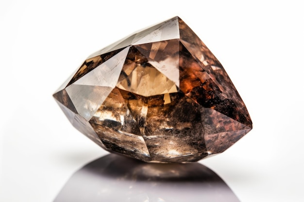 Stone Brown Diamond On White Background Generative AI