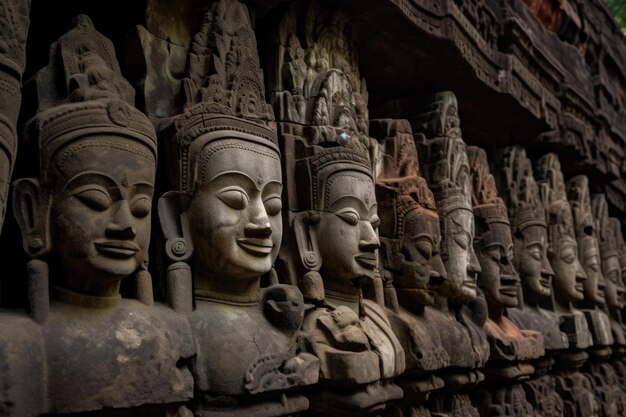 Stone carvings from angkor wat cambodia created with generative ai