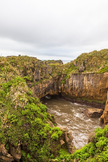 Stone cave Pancake Rocks Paparoa national park South Island New Zealand