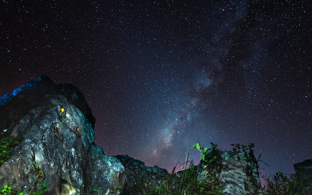 Stone Cliff With Universe Background