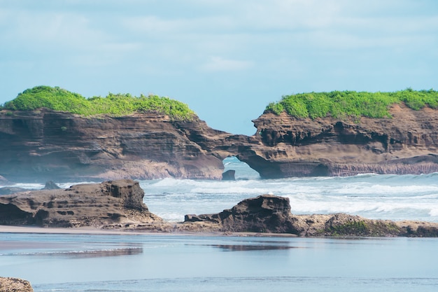 Stone and cliffs on the coast of the island