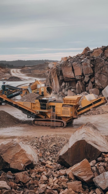 Stone crusher machines in diabase dolerite quarry