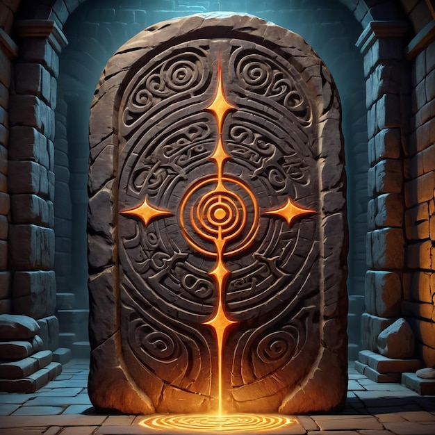 Photo a stone door with a symbol on it that says  god