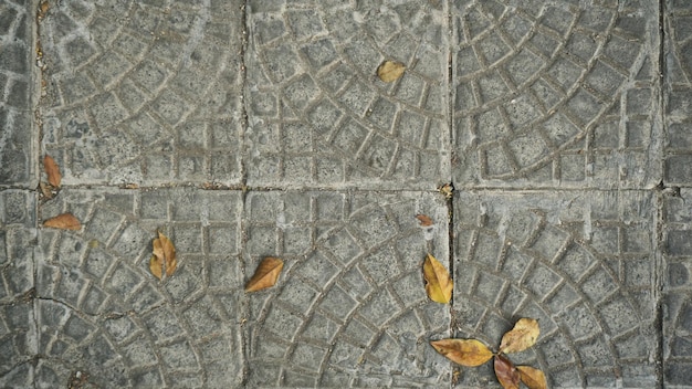 Photo stone floor texture background with autumn leaves close up of stone floor