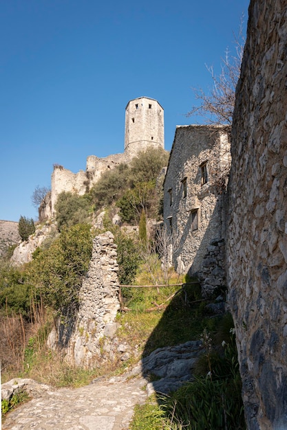 Stone fortress in Pocitelj medieval village in the Capljina municipality in Bosnia and Herzegovina