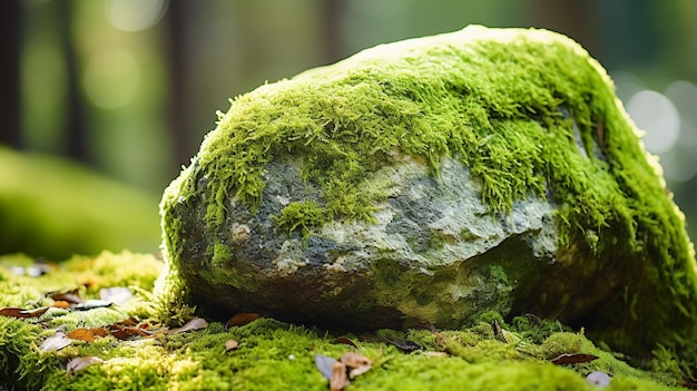 the stone is covered with mossGenerative AI