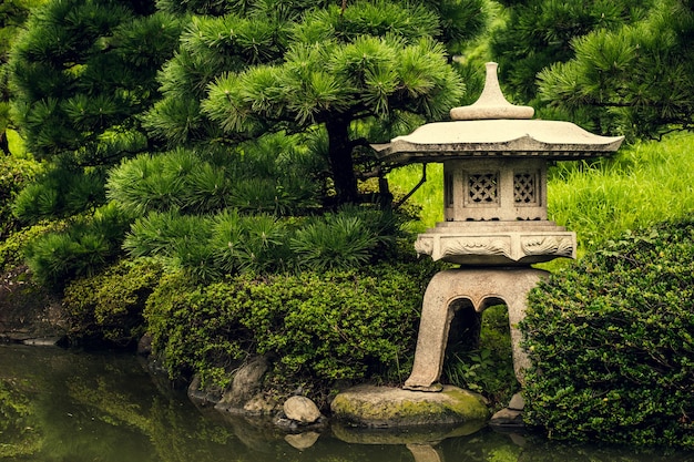 Stone lantern in Japanese garden