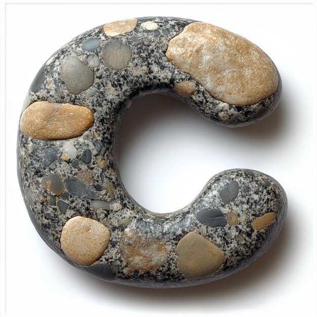 A Stone Letter 39C39 with Embedded Pebbles