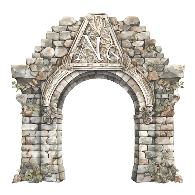 Stone Monogram Pattern Above Arch