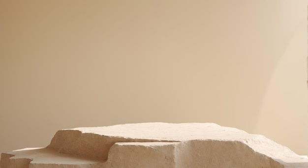 a stone podium on a beige background